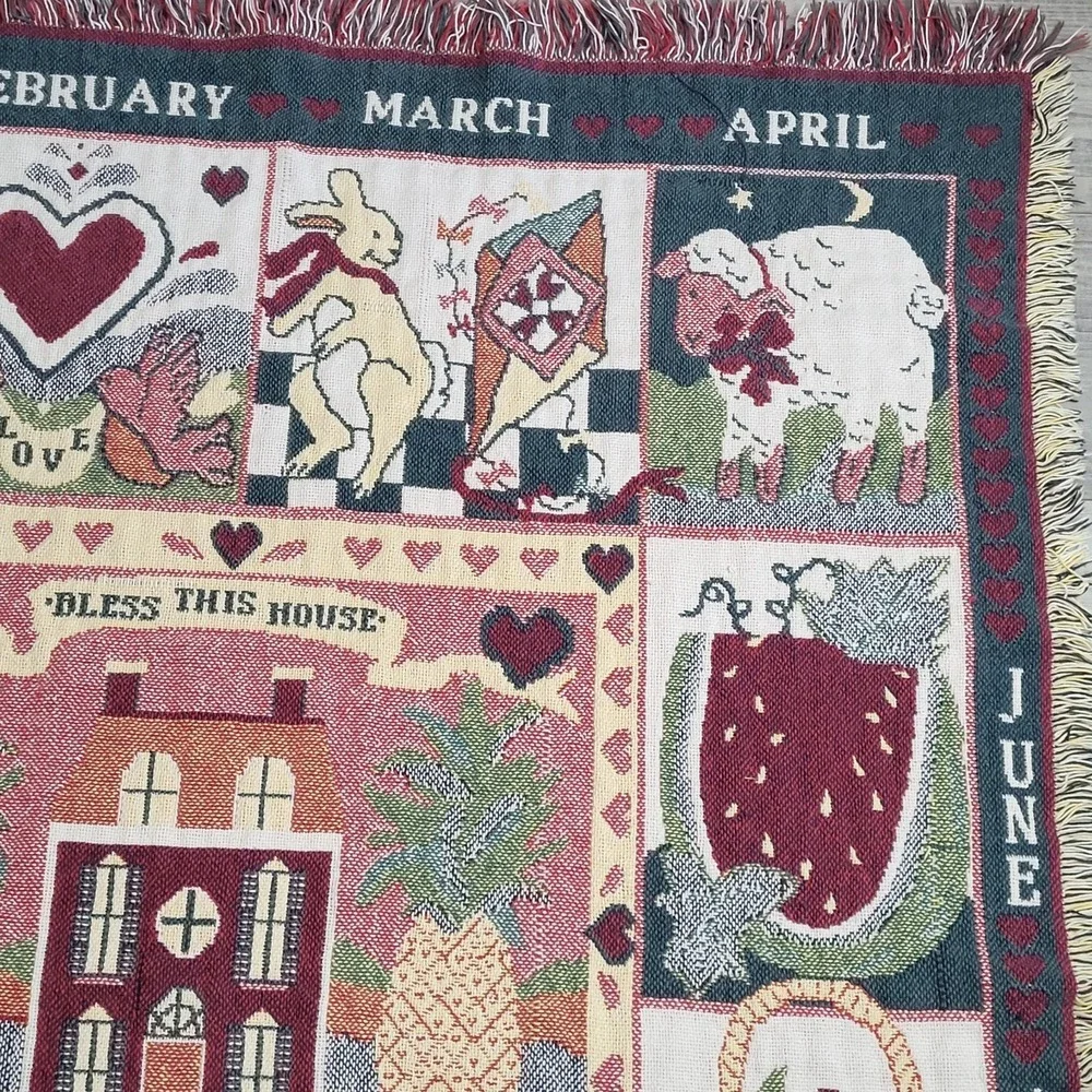 ❤️Home Is Where the Heart Is Woven Calendar Throw Blanket 45 × 58  Double‑sided